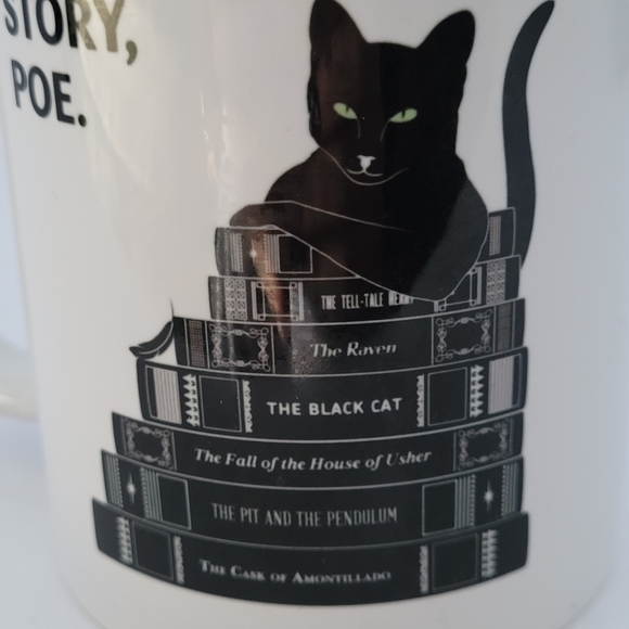 Edgar Allan Poe Black Cat With Books ceramic coffee mug - Picture 4 of 6